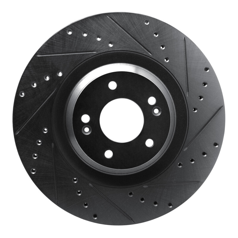 Hyundai Veloster N Brake Rotor (1) - Front Right - R1 Concepts - Drilled & Slotted - Black - 2022+ Hyundai Veloster N Brake Rotor (1) - Front Right - R1 Concepts - Drilled & Slotted - Black - 2022+